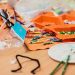 art supplies in bright classroom
